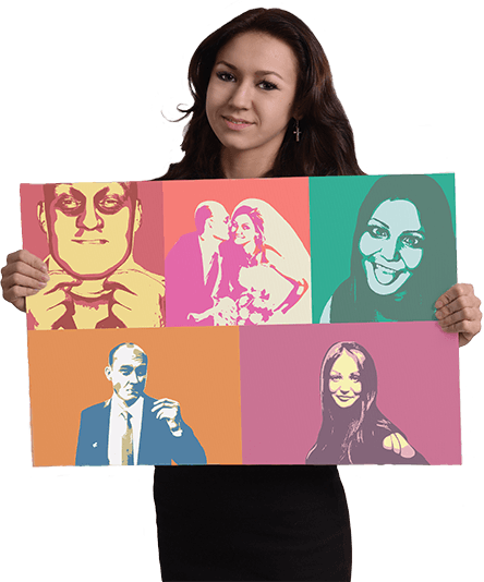 Изготовление и печать поп-арт фотографий и портретов на холсте